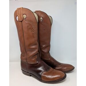 Olathe Boot Co Mens 13E Vintage Western Cowboy Boots Two Tone Brown USA Made